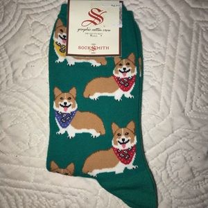 Teal Corgi Crew Socks